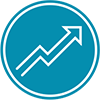 Icon of a graph with an upward trend, representing growth or performance improvement.