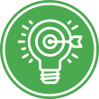 Icon of a lightbulb with a target in the center